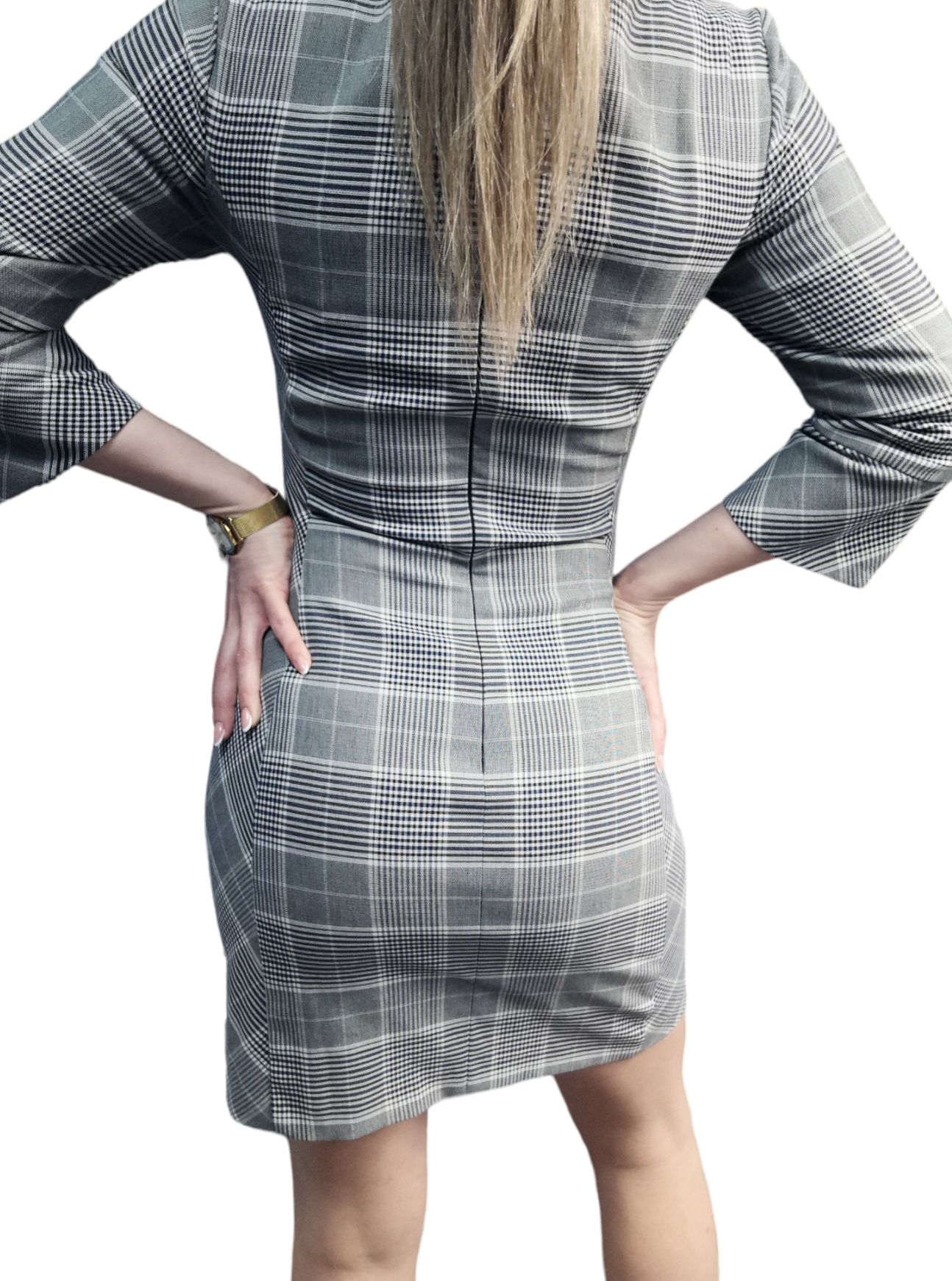 Seksowna sukienka w kratę szara H&M - 34