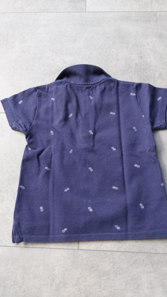Granatowa koszulka polo z krótkim rękawem dla chłopca mango r.98