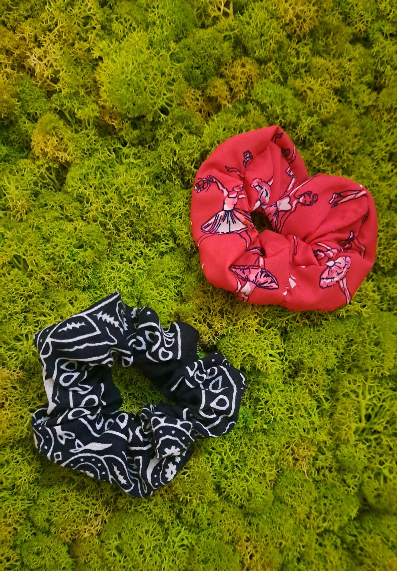 Scrunchie frotka do włosów Kwiaty pastele wzory handmade