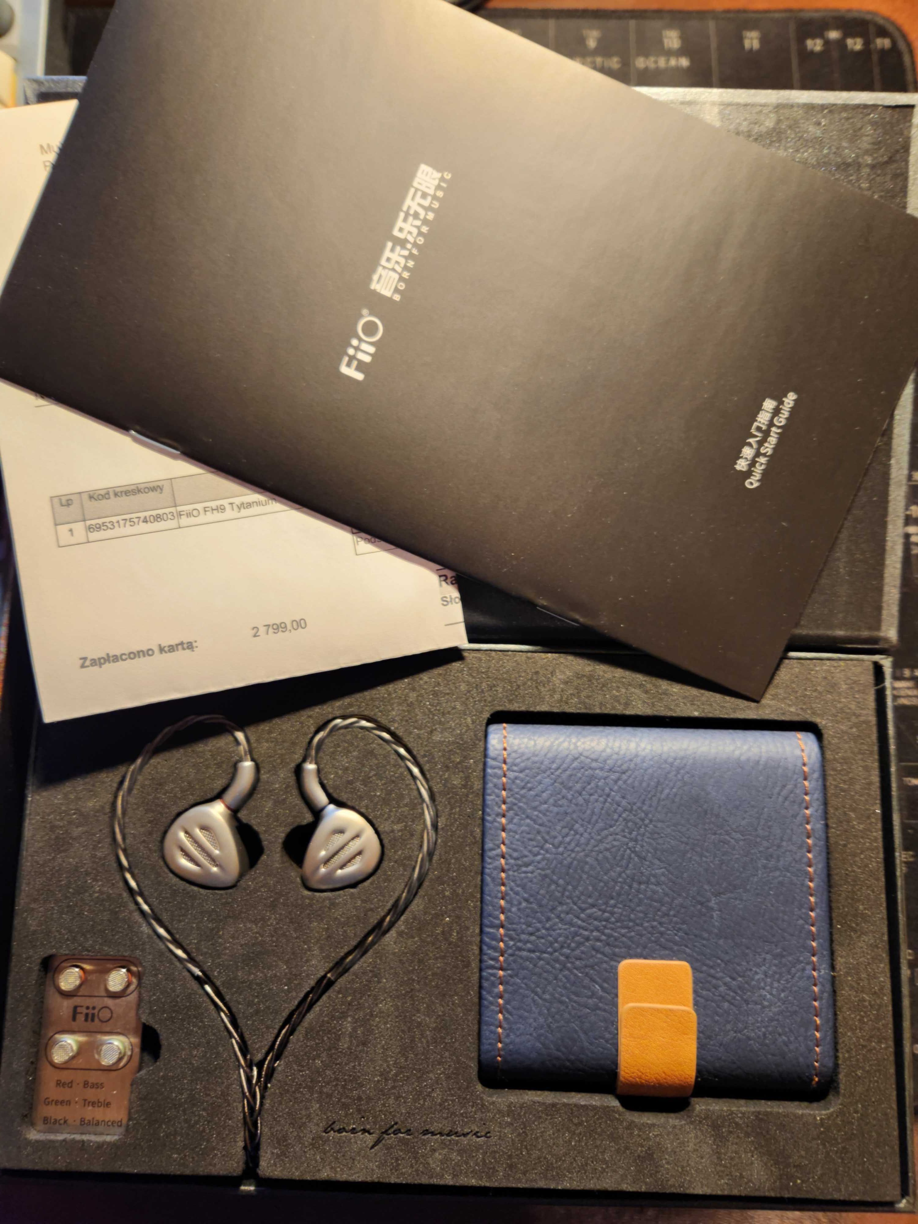 Hybrydowe słuchawki dokanałowe IEM FiiO FH9Titanium,gwar,fakt,idealne!