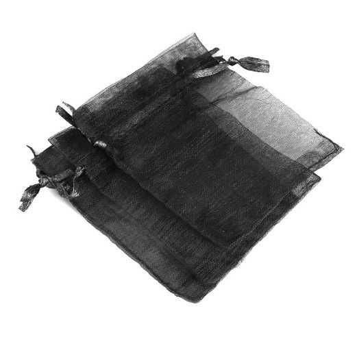 Woreczki z organzy 7x9 cm - Czarne - 50szt