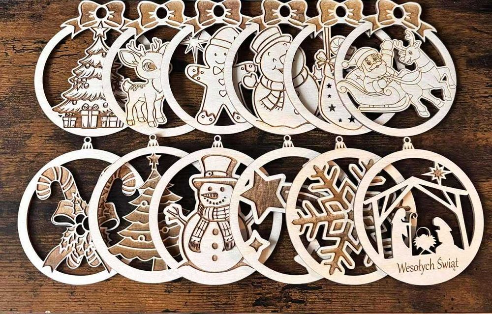 Ozdoby świąteczne,sklejka,Drewniane bombki