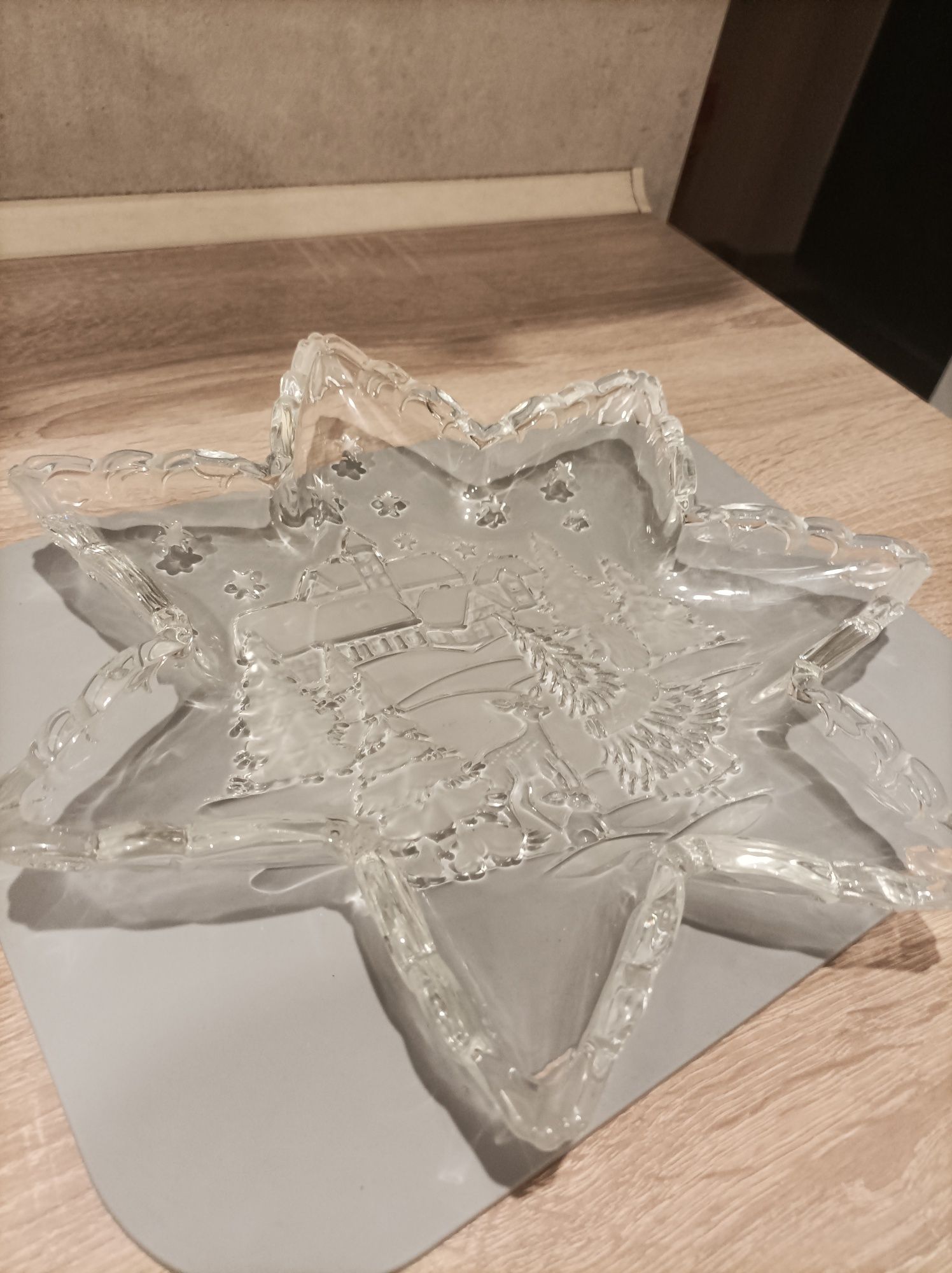 Talerz ozdobny świąteczny kryształ 32 cm