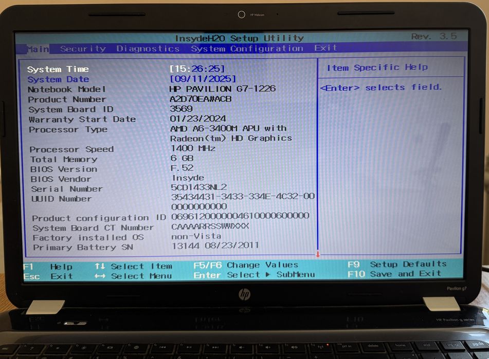 Ноутбук HP Pavilion G7-1226 - 1500 грн.