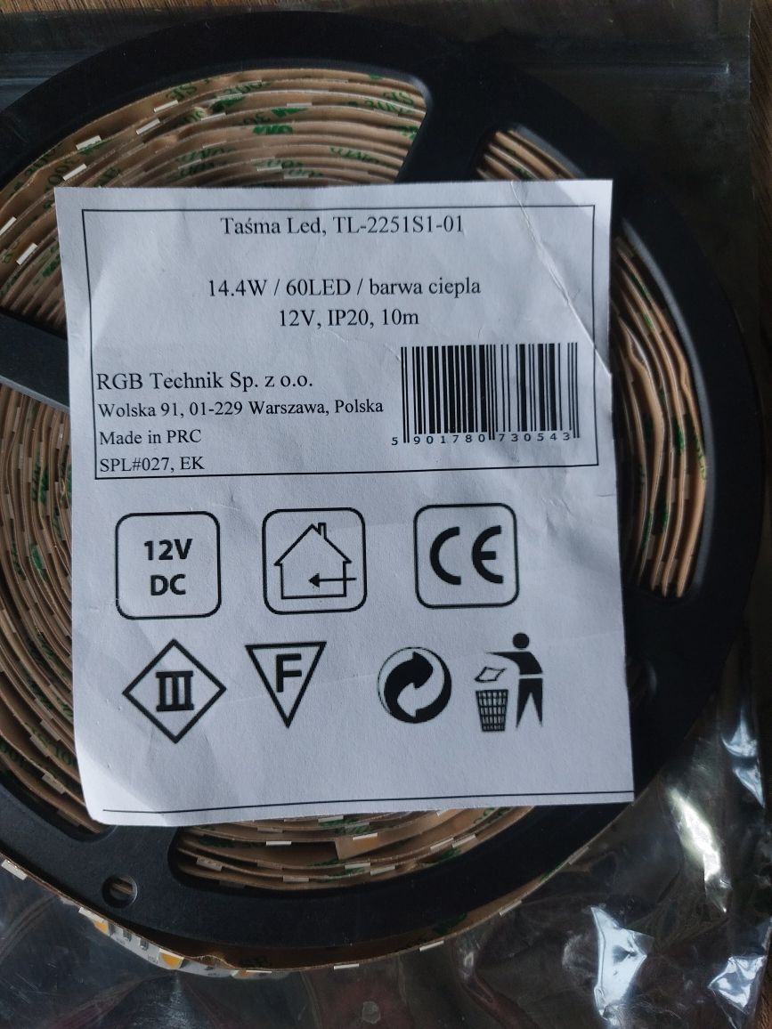 Taśma LED 10m barwa ciepła