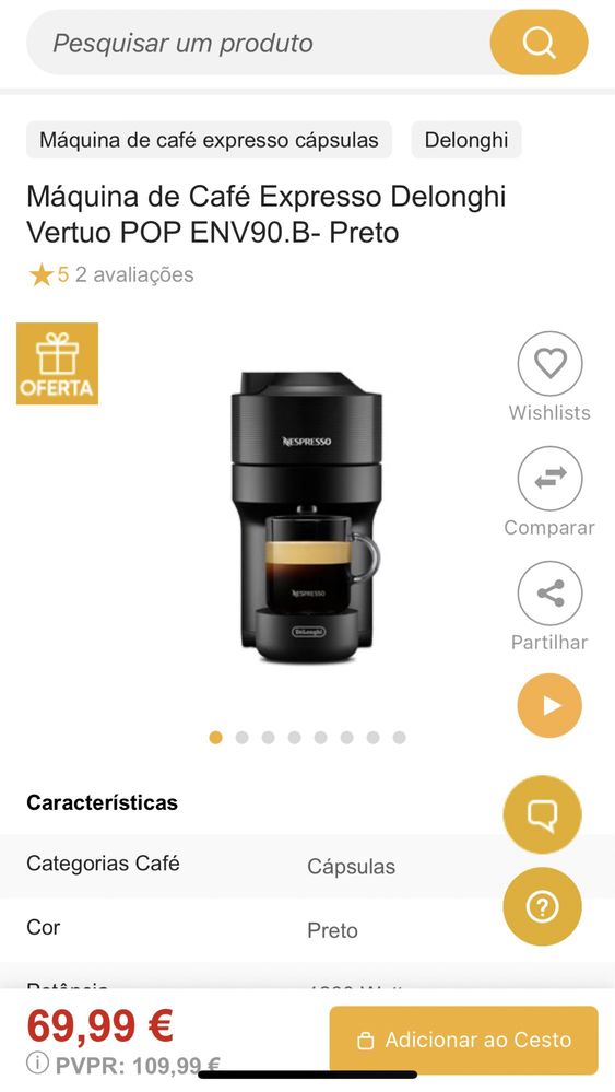 Máquina café delonghi nespresso NOVA SELADA