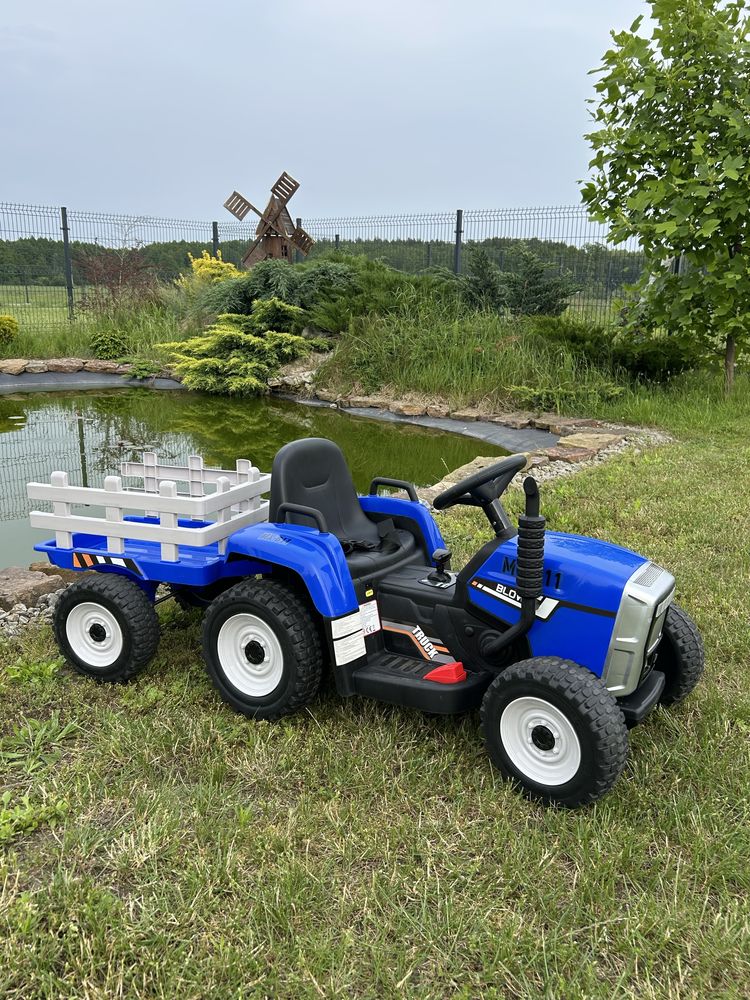 Traktor na akumulator z Przyczepką Pilot 137cm 12V Miękkie koła EVA