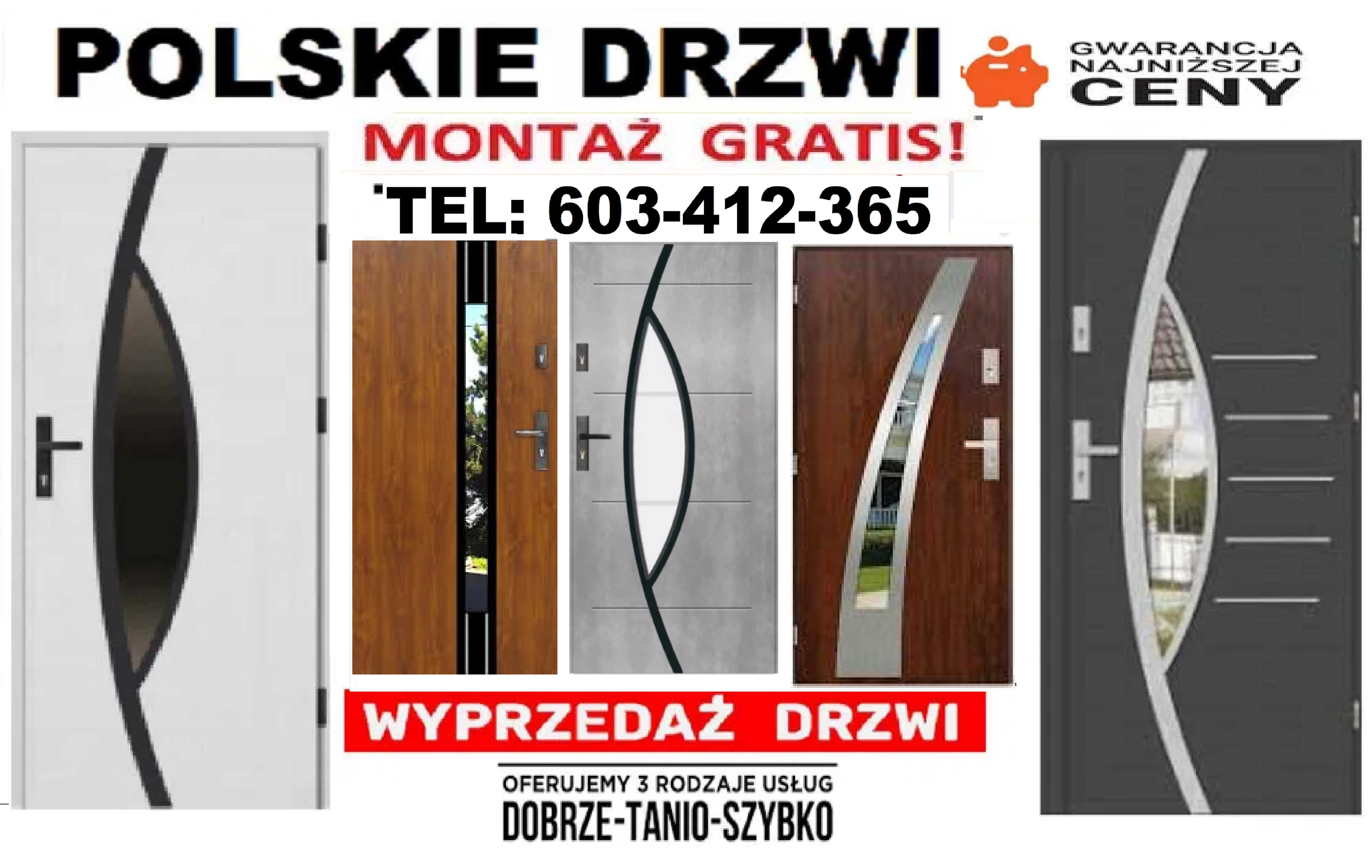 Drzwi do BLOKU wejściowe - zewnętrzne z MONTAŻEM ,Wyprzedaż!! Polskie