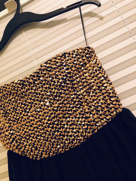 Sukienka sylwestrowa czarna złota Glamorous S / M nowa z metką