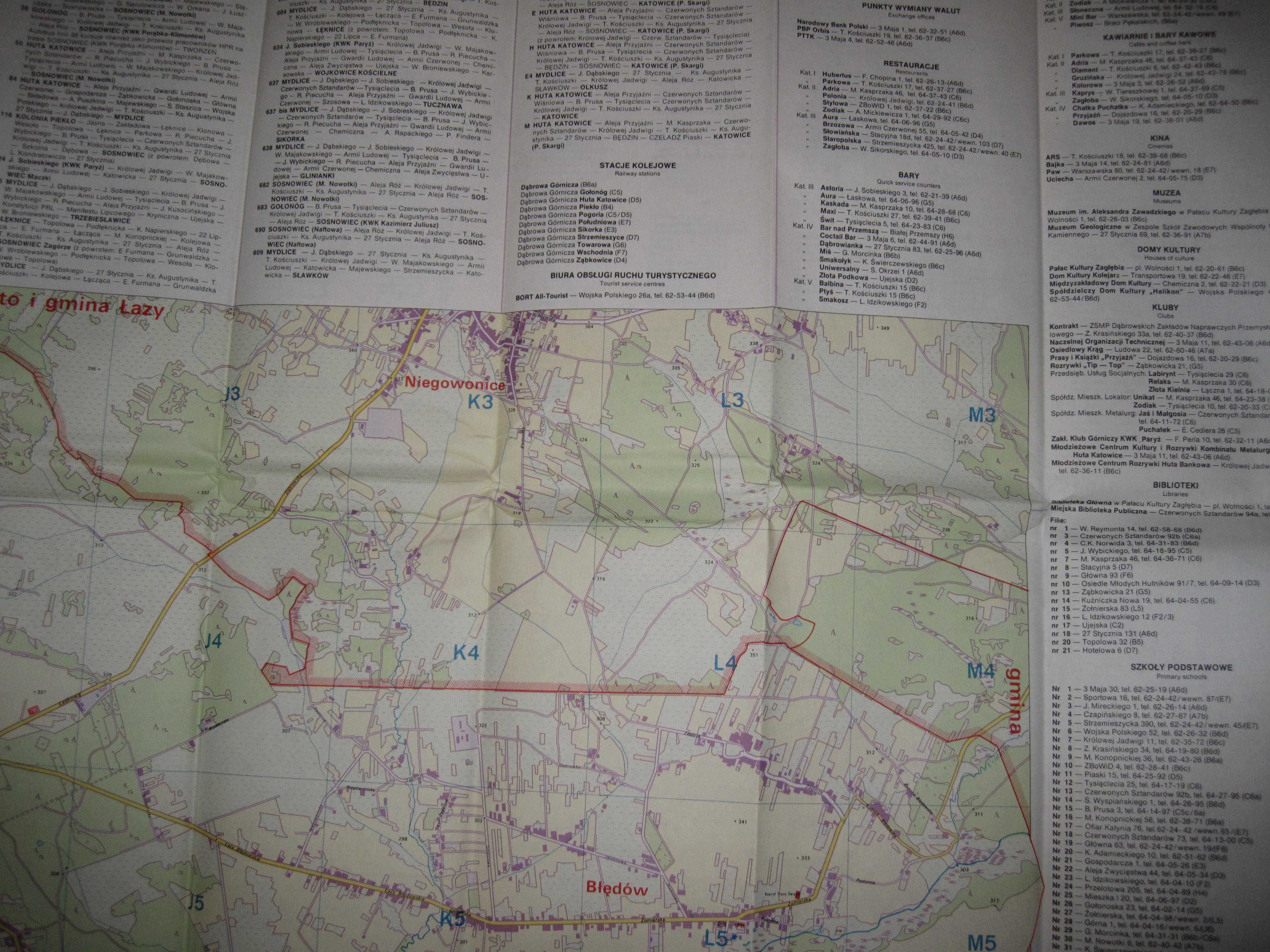 stara mapa Dąbrowa Górnicza  plan miasta 1990