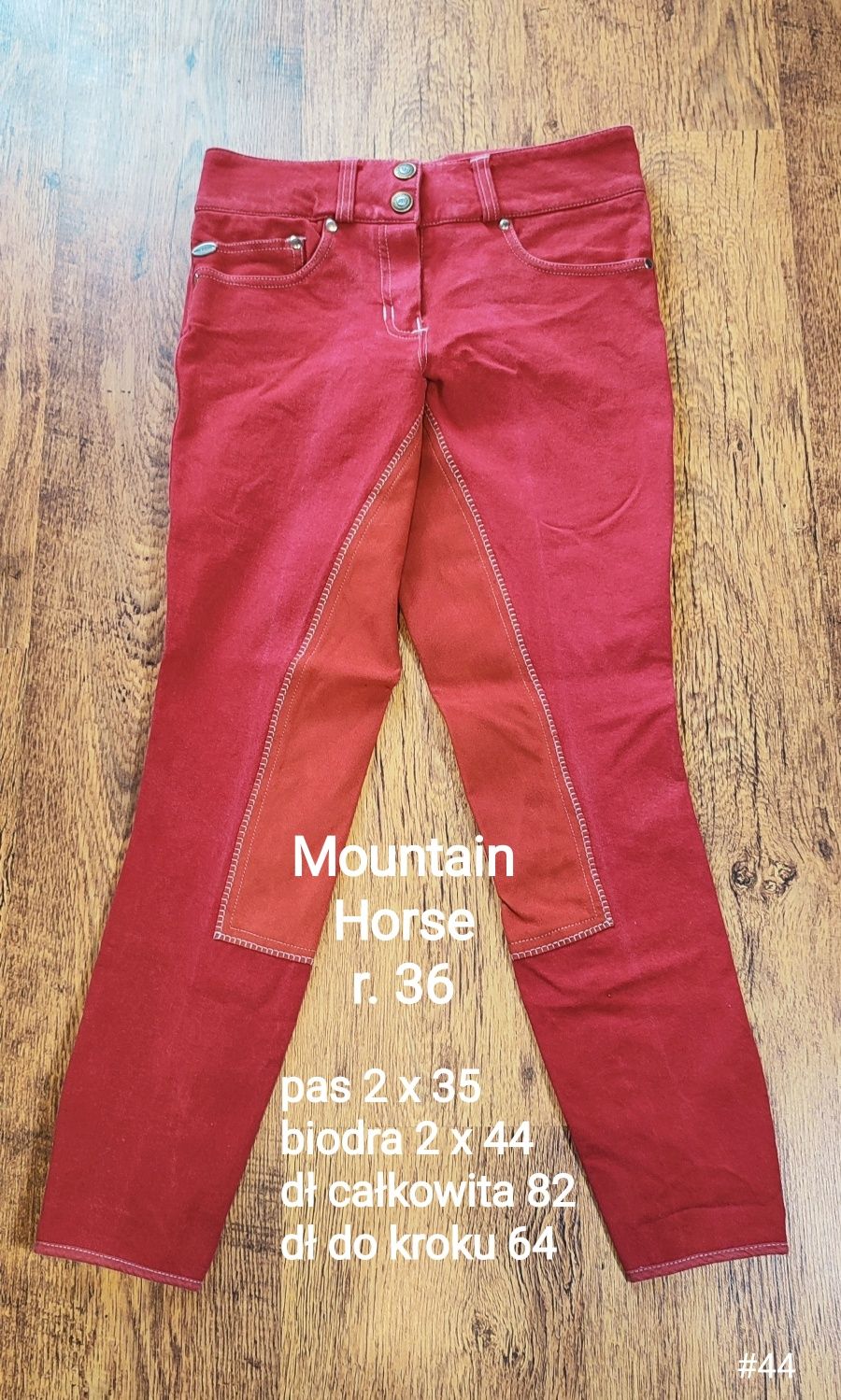 Bryczesy jeździeckie - rozmiar 36 - jeansowe pełny lej, Mountain Horse