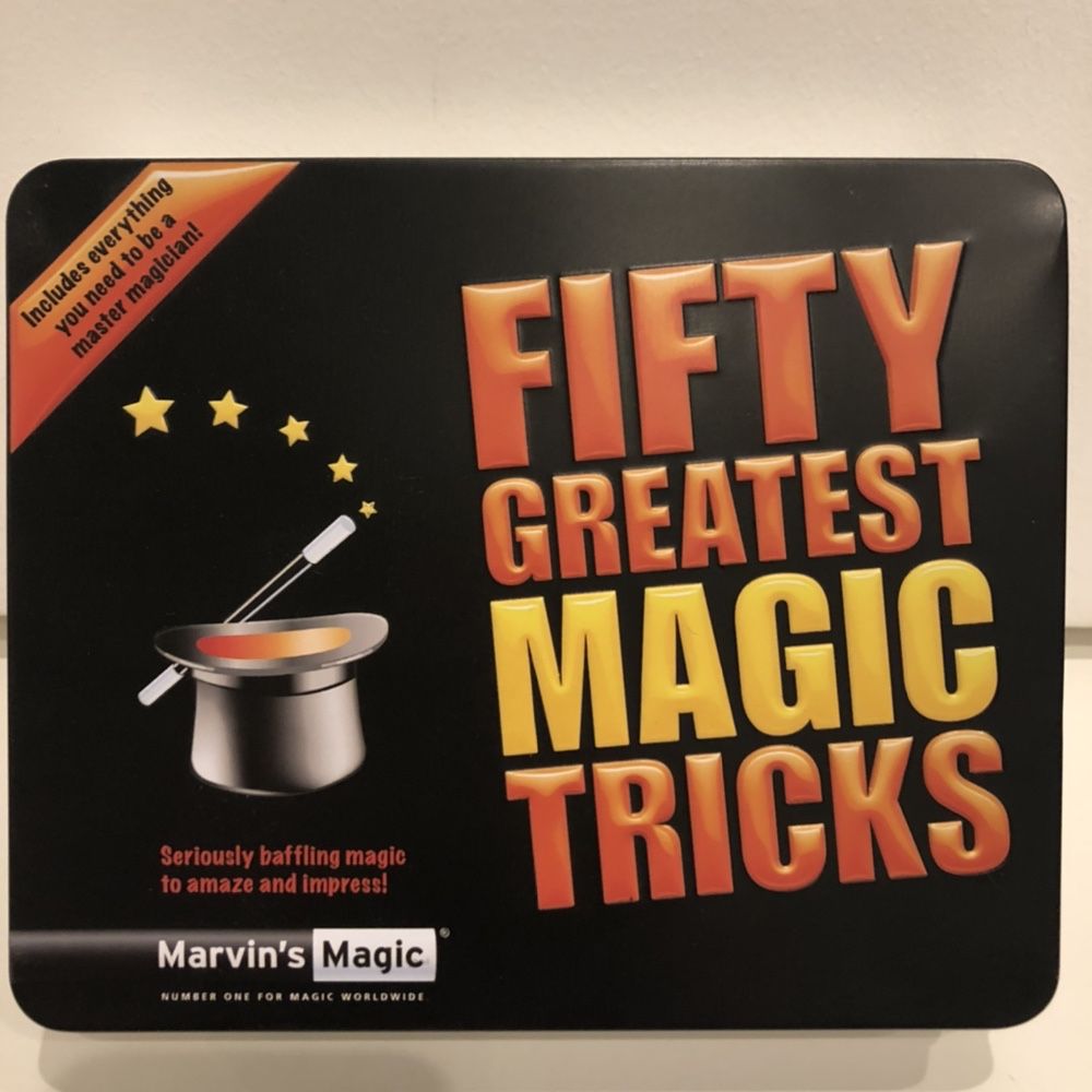 Caixa “Fifty greatest magic tricks” da Marvin’s Magic