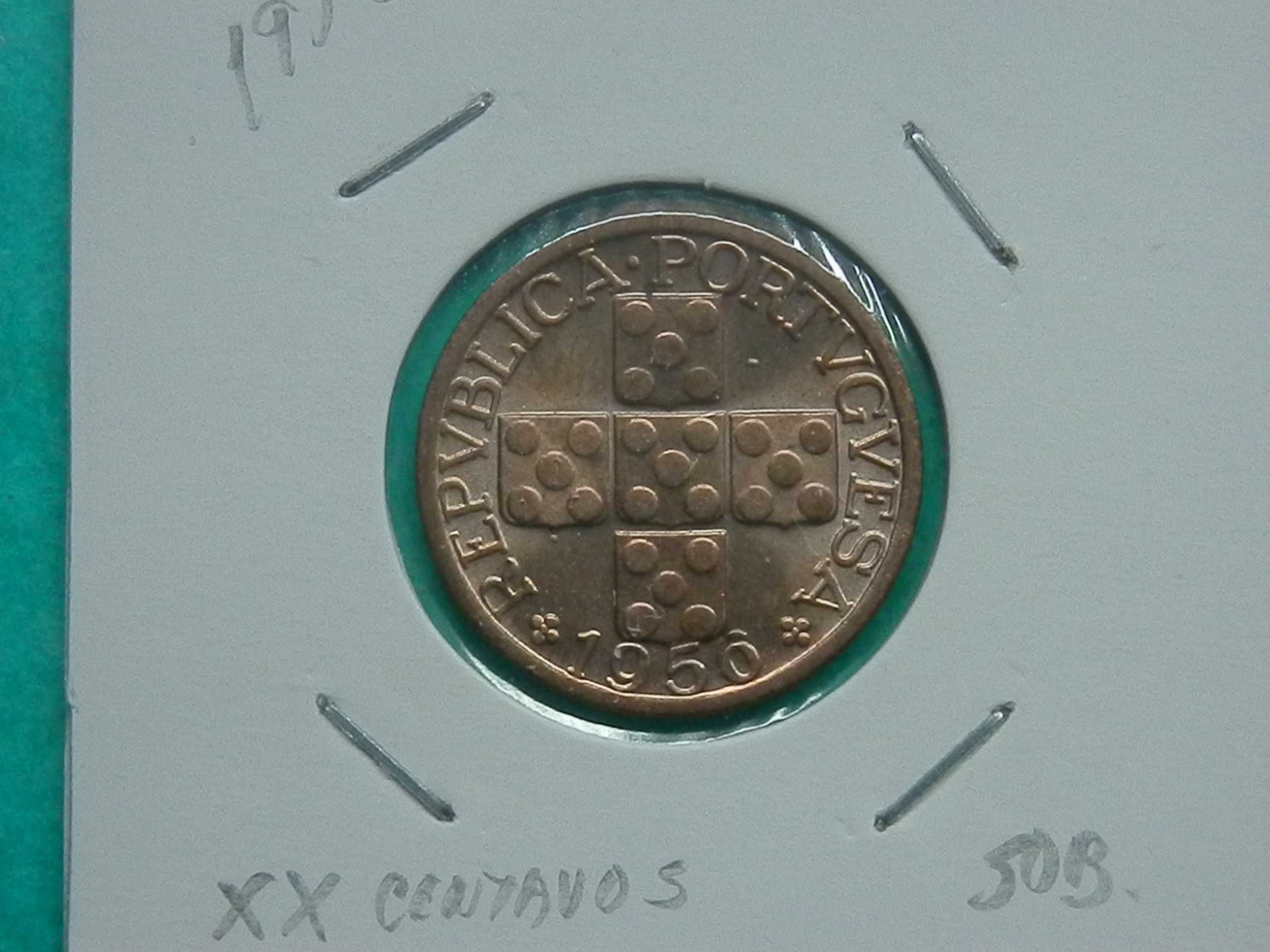 1203 - XX centavos 1956 bronze, soberba, por 3,50