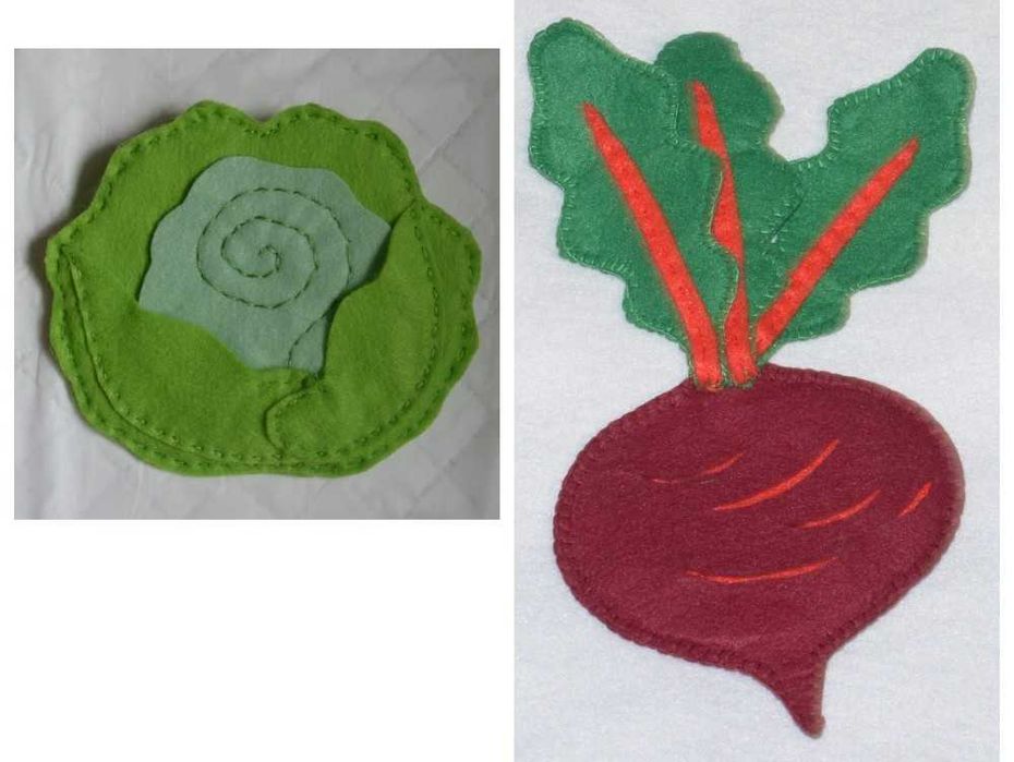 Бурячок, капуста з фетру, брошка в садок на свято осені