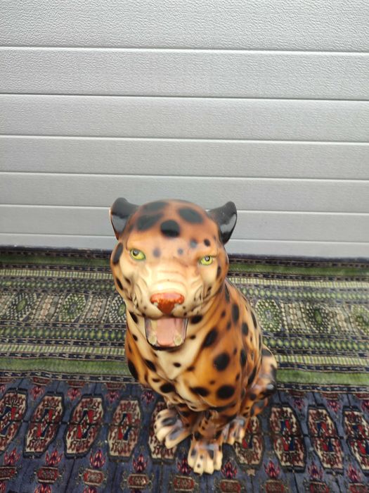 Ceramiczna Figura  Gepard  XXL - 60 CM - Ręcznie malowana - Lata 70