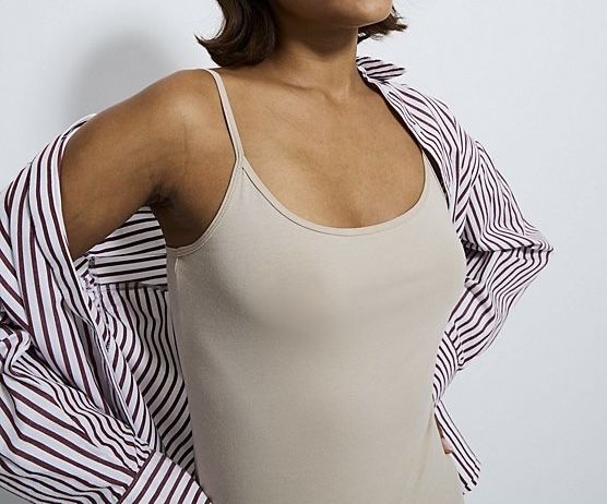 12 40 George beżowa gładka cielista koszulka na ramiączkach top UK