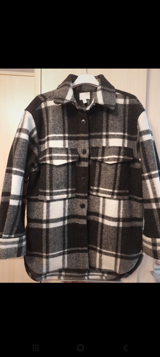 Kurtko-koszulo-bluza w kratę XS/S H&M
