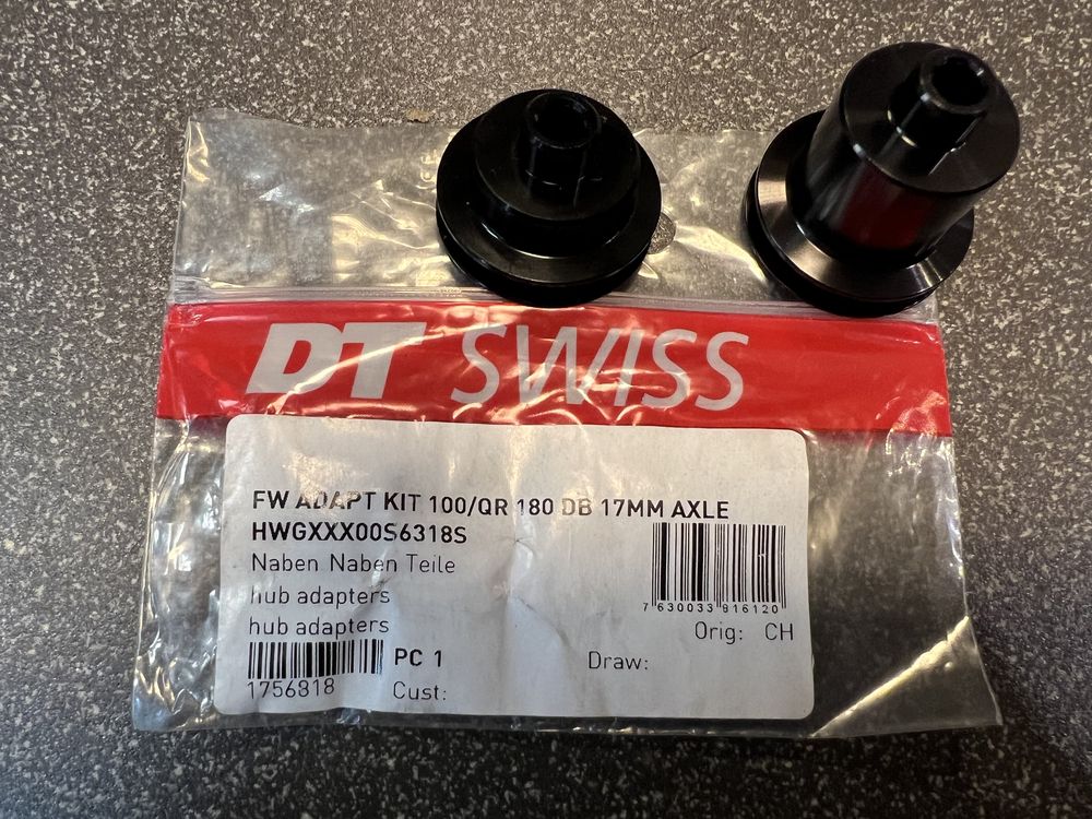 Zestaw adapterów DT Swiss 180 DB 100x5mm oś 17