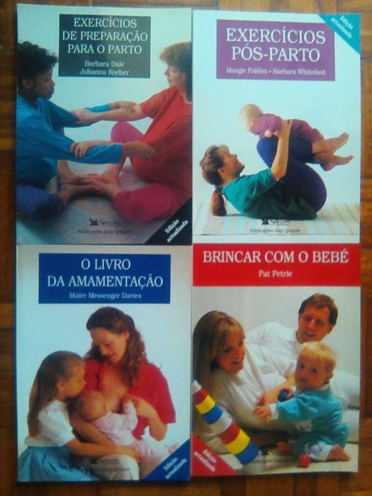 4 livros: Bebé, Amamentação, Exercícios p/ parto, Exercícios pós parto