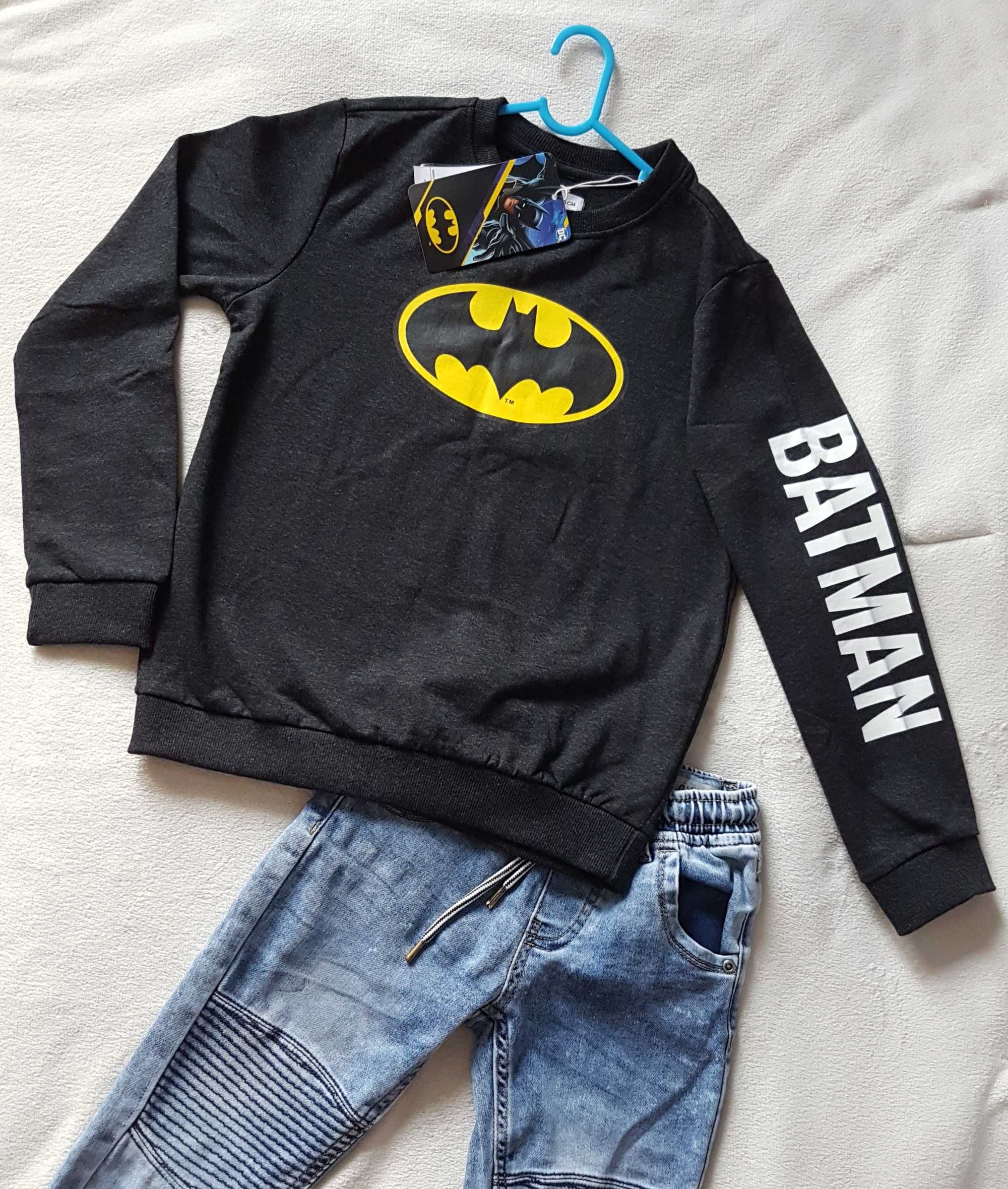 140cm, Nowa, Sinsay, Bluza Ciemno szary, ściągacze, nadruk, Batman