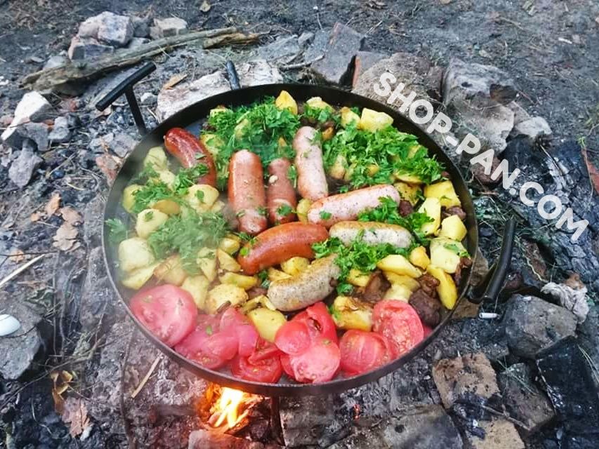 Сковорода из диска бороны с крышкой для пикника костра садж мангал ОПТ