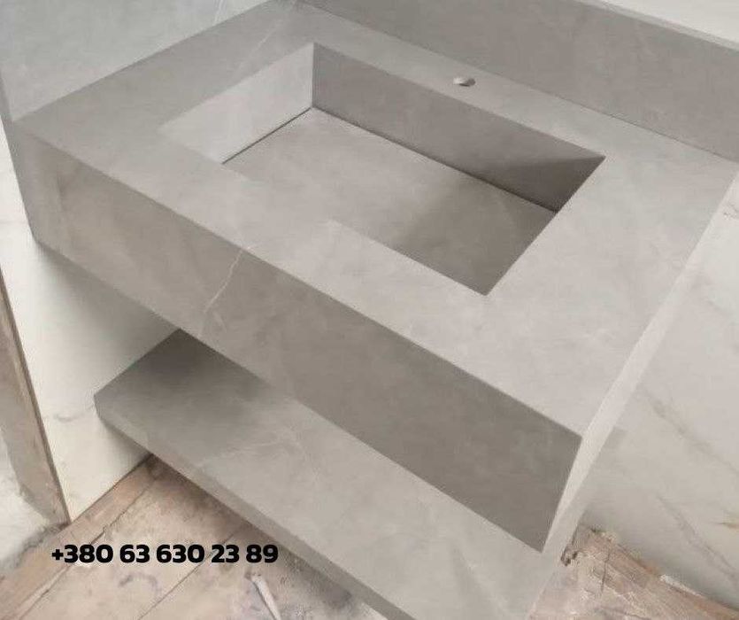 Раковины и декор из керамогранита, полки, мыльницы на заказ