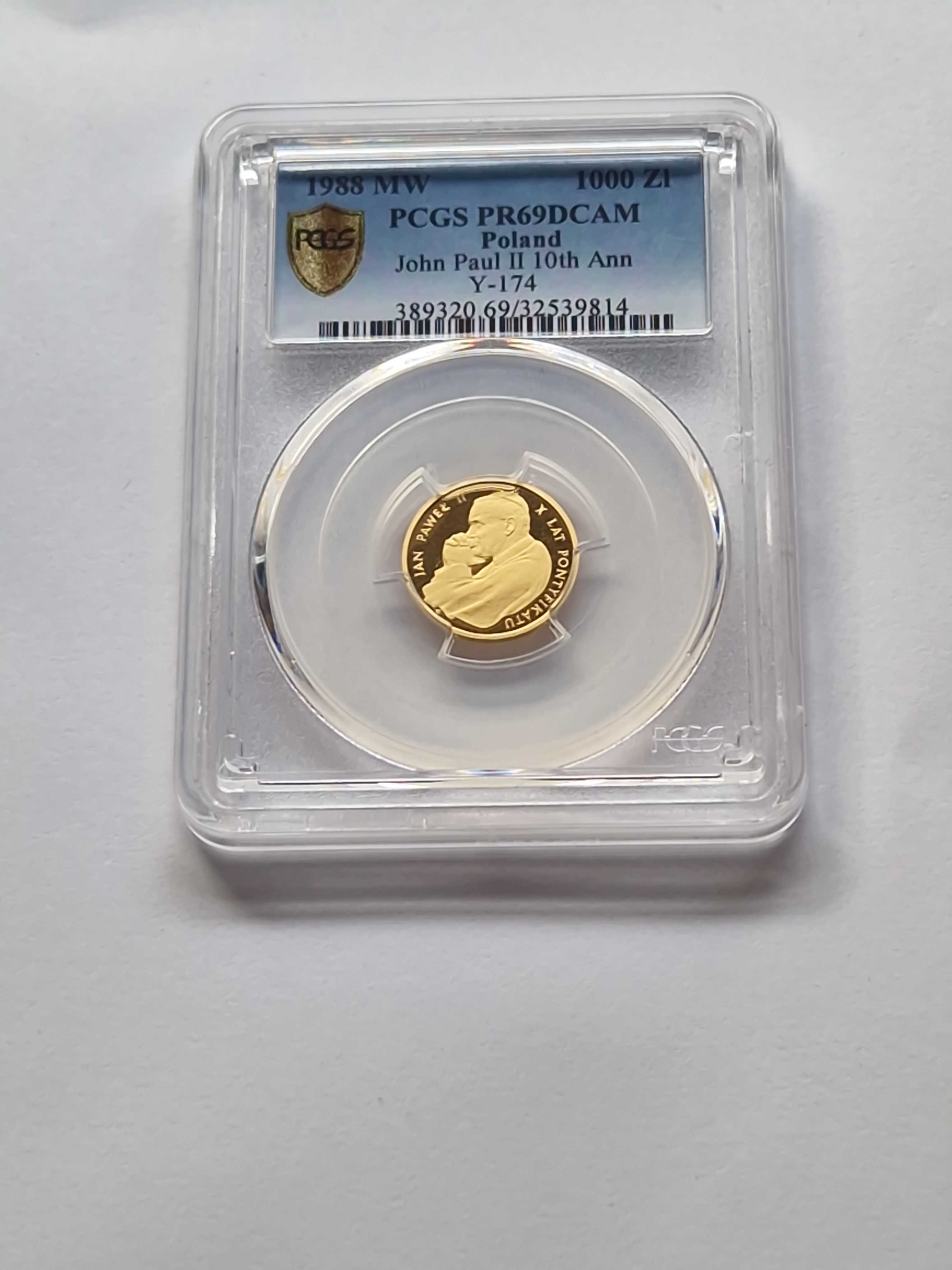Złota moneta 1000 zł 1988  Jan Paweł II w Gradingu PCGS69 DCAM