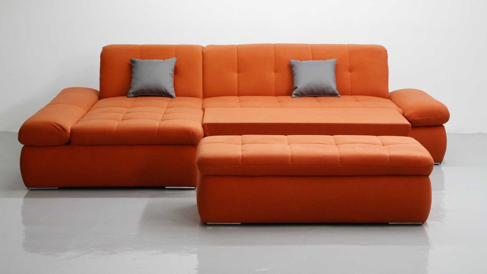 TKC Narożnik z funkcją spania PUFA pomarańczowy rozkładana rogówka sof