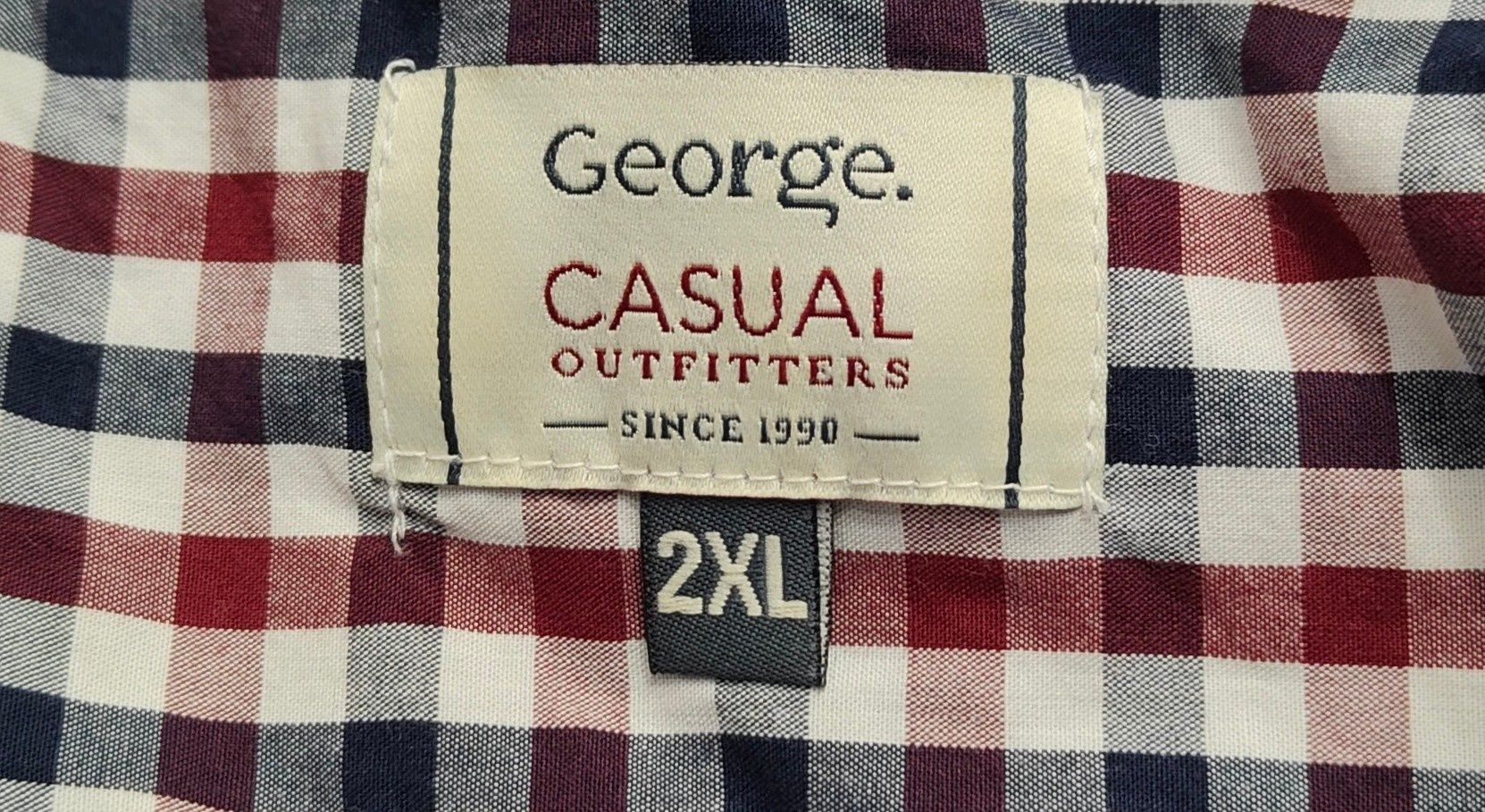 Wr) GEORGE oryginalna koszula krótki rękaw kratka Roz.XXL