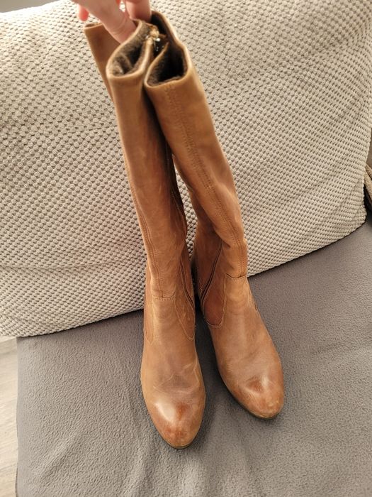 Kozaki skórzane brązowe