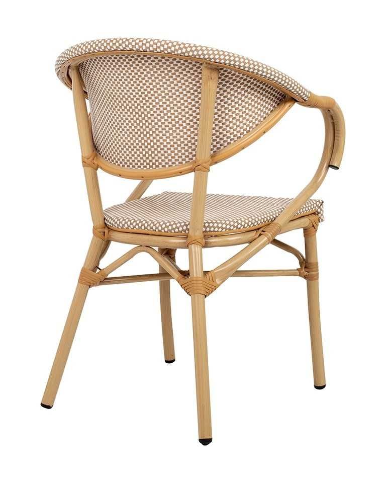 Krzesło ogrodowe na taras BISTRO PARIS ARM jasnobrązowe rattan