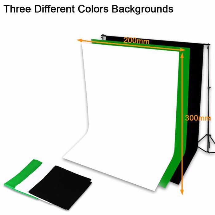 Kit estudio PRO NOVO completo 3 fundos + 2 sombrinhas 1250W EM STOCK !