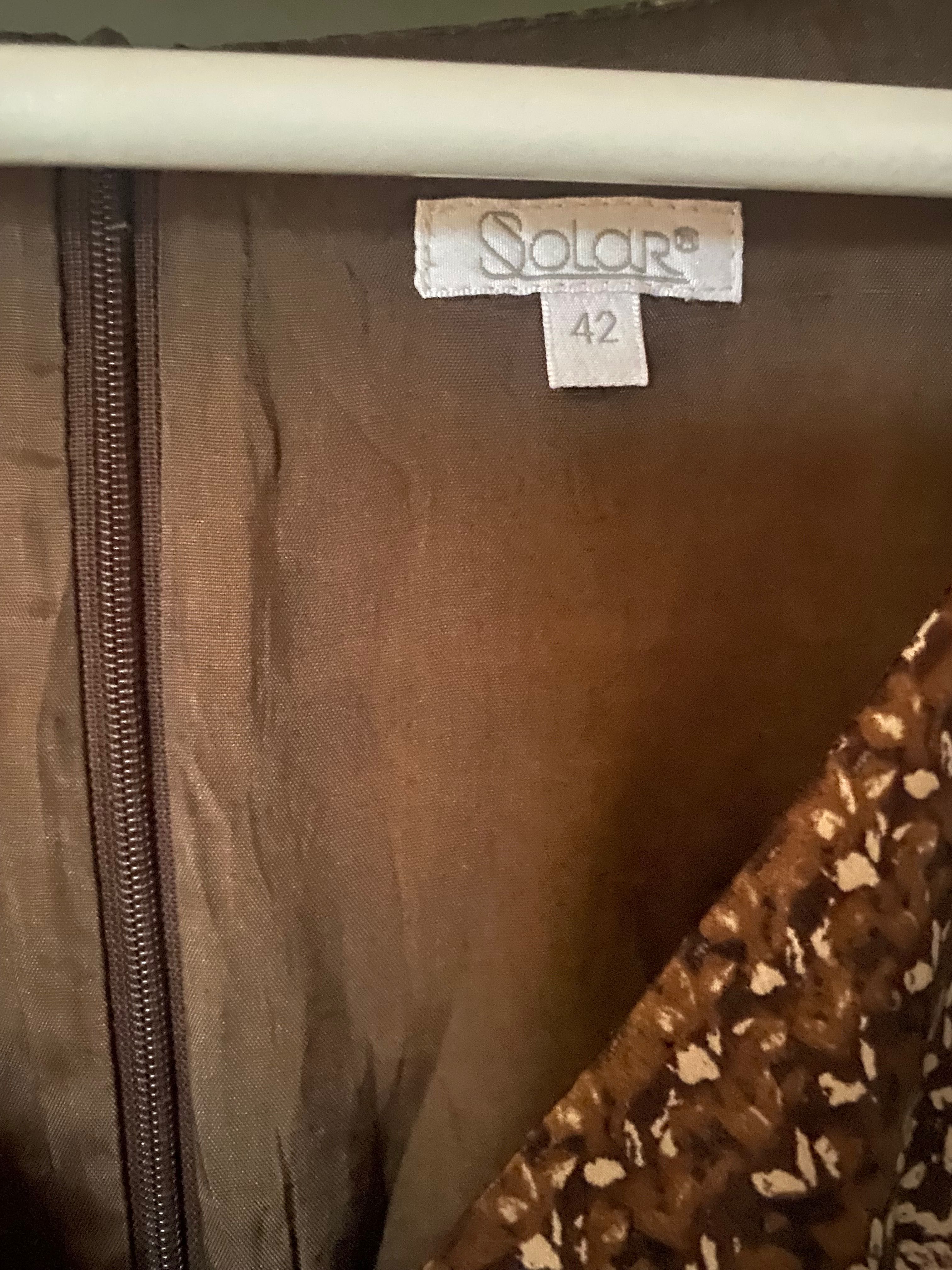 Solar sukienka XL L brązowa jedwab