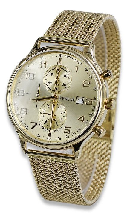 Złoty zegarek 14k 585 z bransoletą męski Geneve mw005y&mbw014y Gdańsk