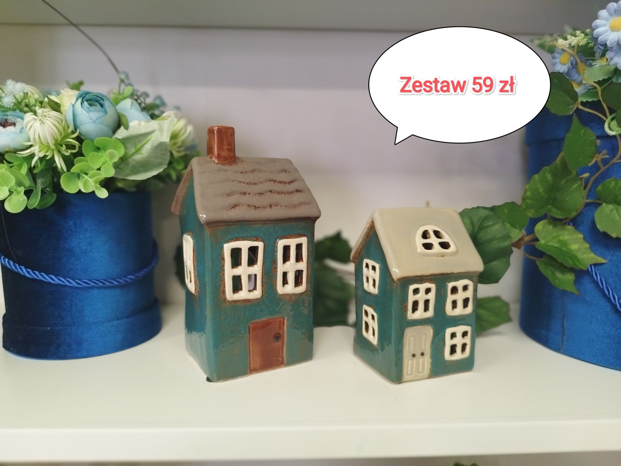 Domki ceramiczne na tealighty 2 szt