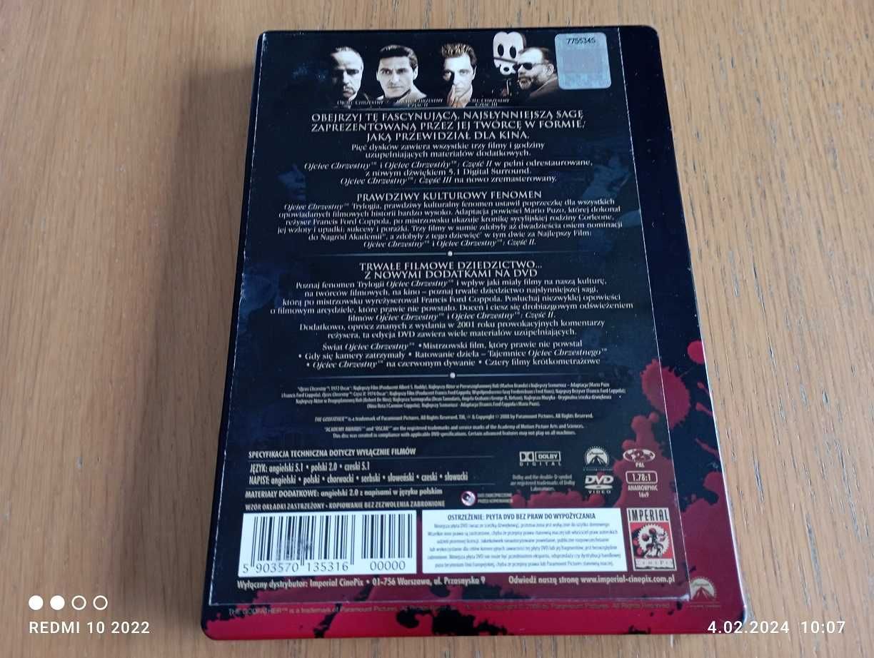 Ojciec Chrzestny 5 DVD Metalbox Polskie wydanie Lektor Napisy Okazja !