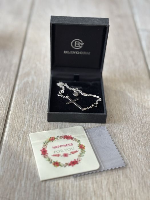 Срібний браслет з хрестиком, 925 проба