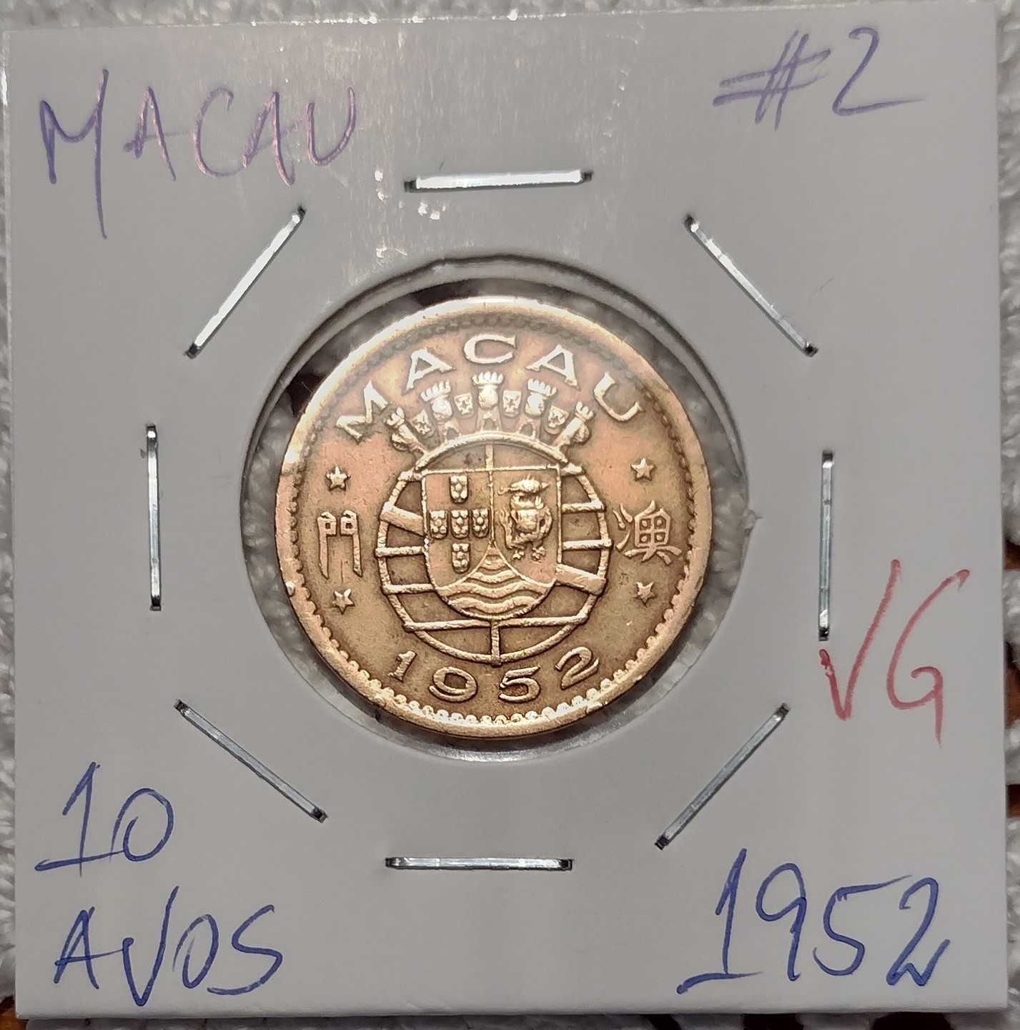 Macau - moeda de 10 avos de 1952