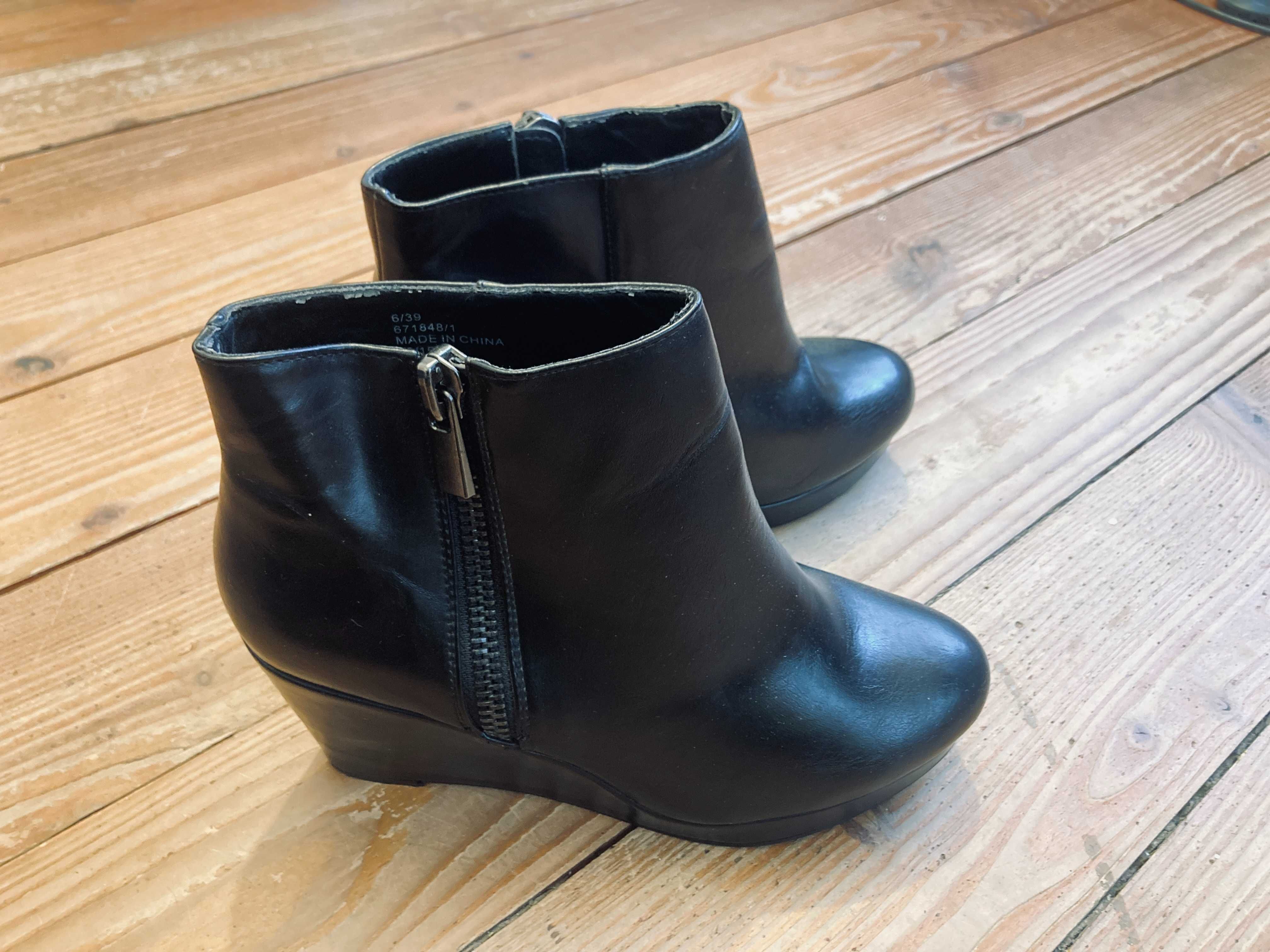 River Island botki czarne na koturnie kotrun rozmiar 39