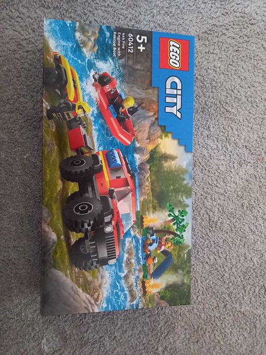 Nowy zapakowany LEGO City 60412 Terenowy wóz strażacki z łodzią ratunk