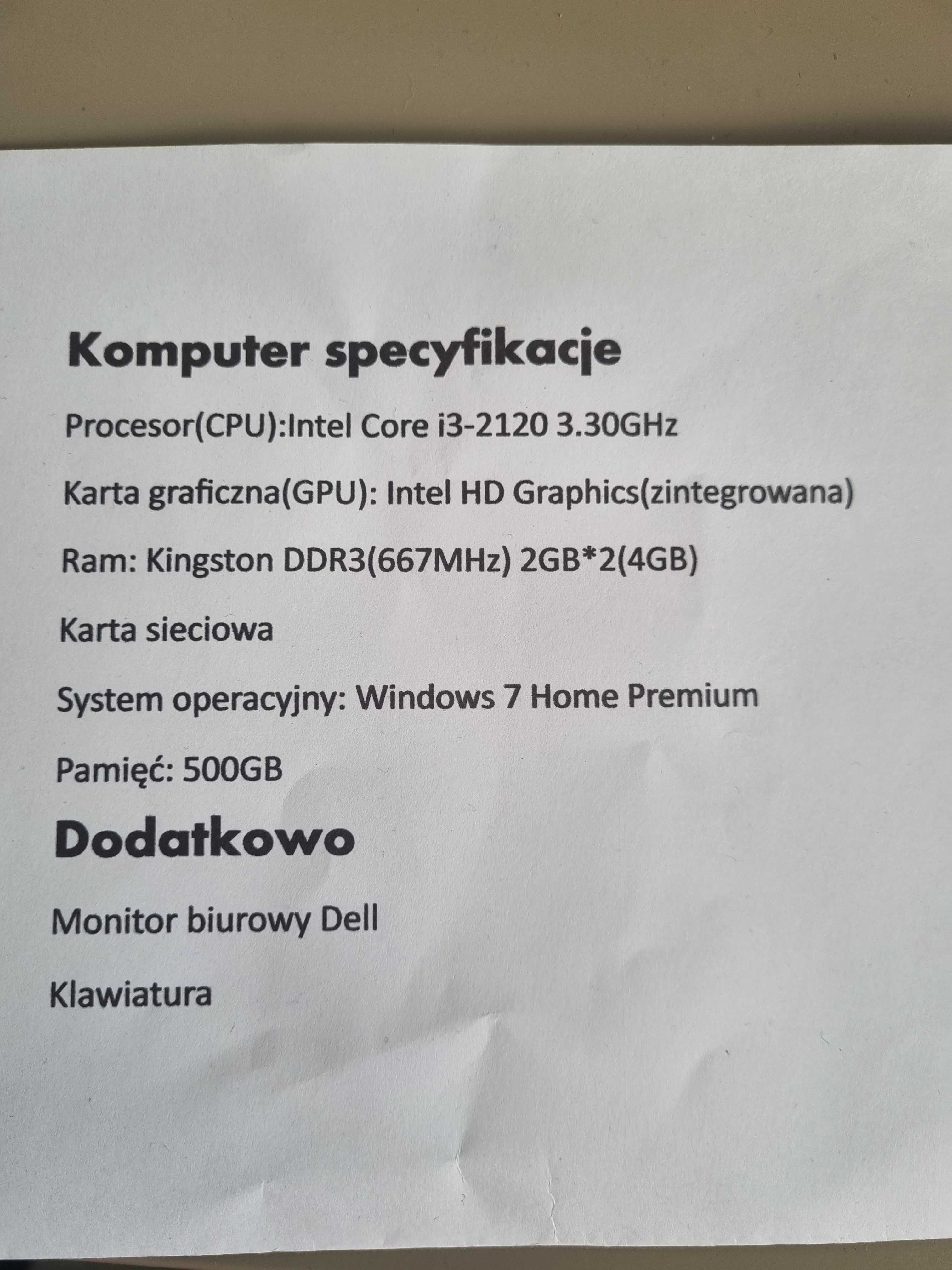 Komputer stacjonarny +monitor+klawiatura