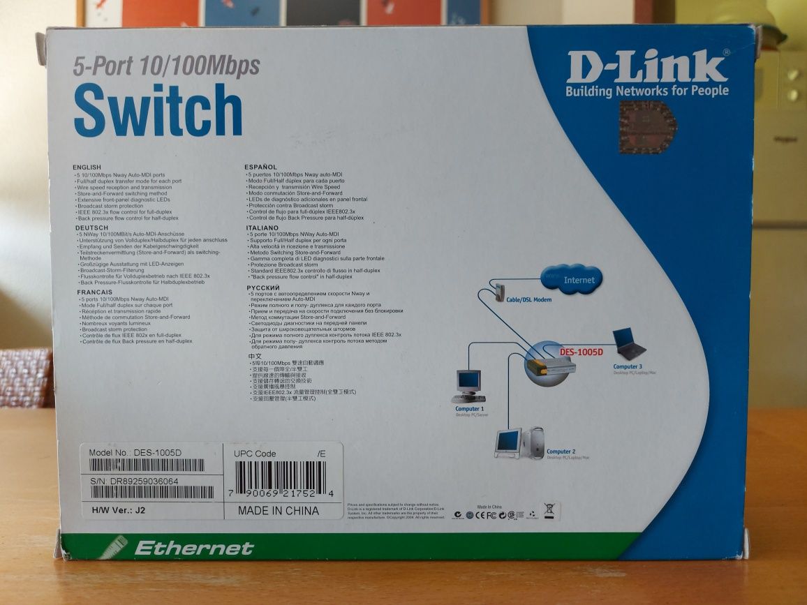 Switch D-Link 5 portas 100Mbps como novo
