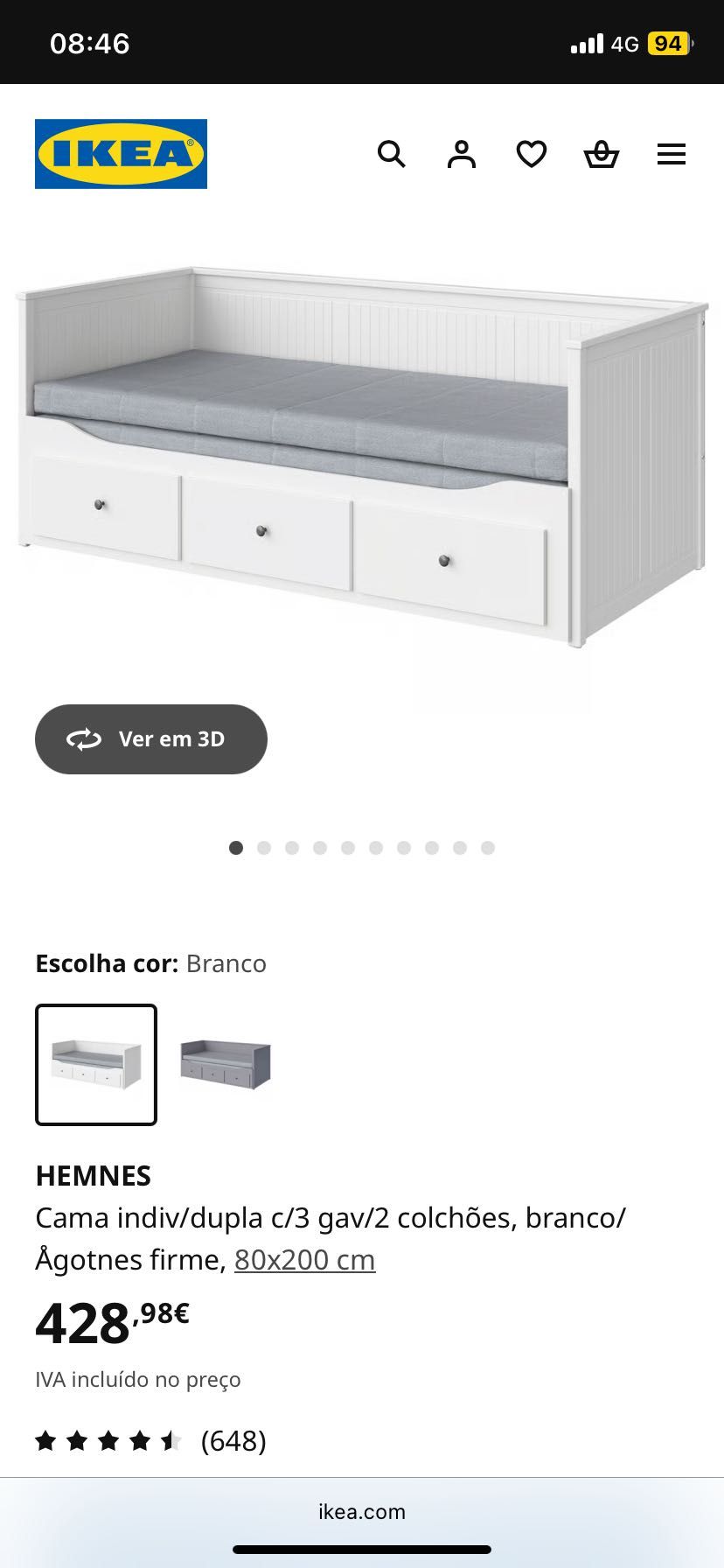 Cama hemnes com estrato e colchões