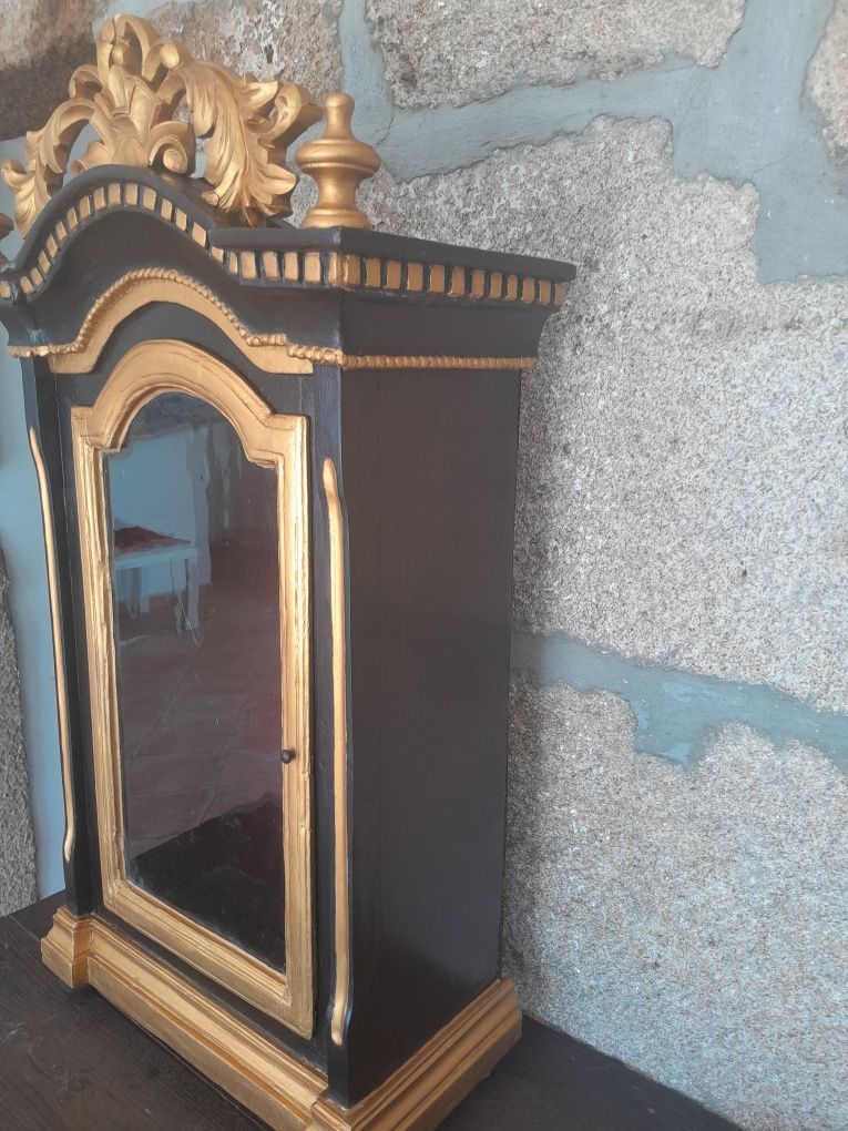 Antigo Oratório Madeira para Imagens Santos Talha Dourada Arte Sacra