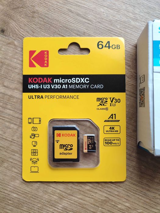 Karta pamięci microSDXC 64GB Kodak + adapter SATA III - USB 3.2 gen 1.