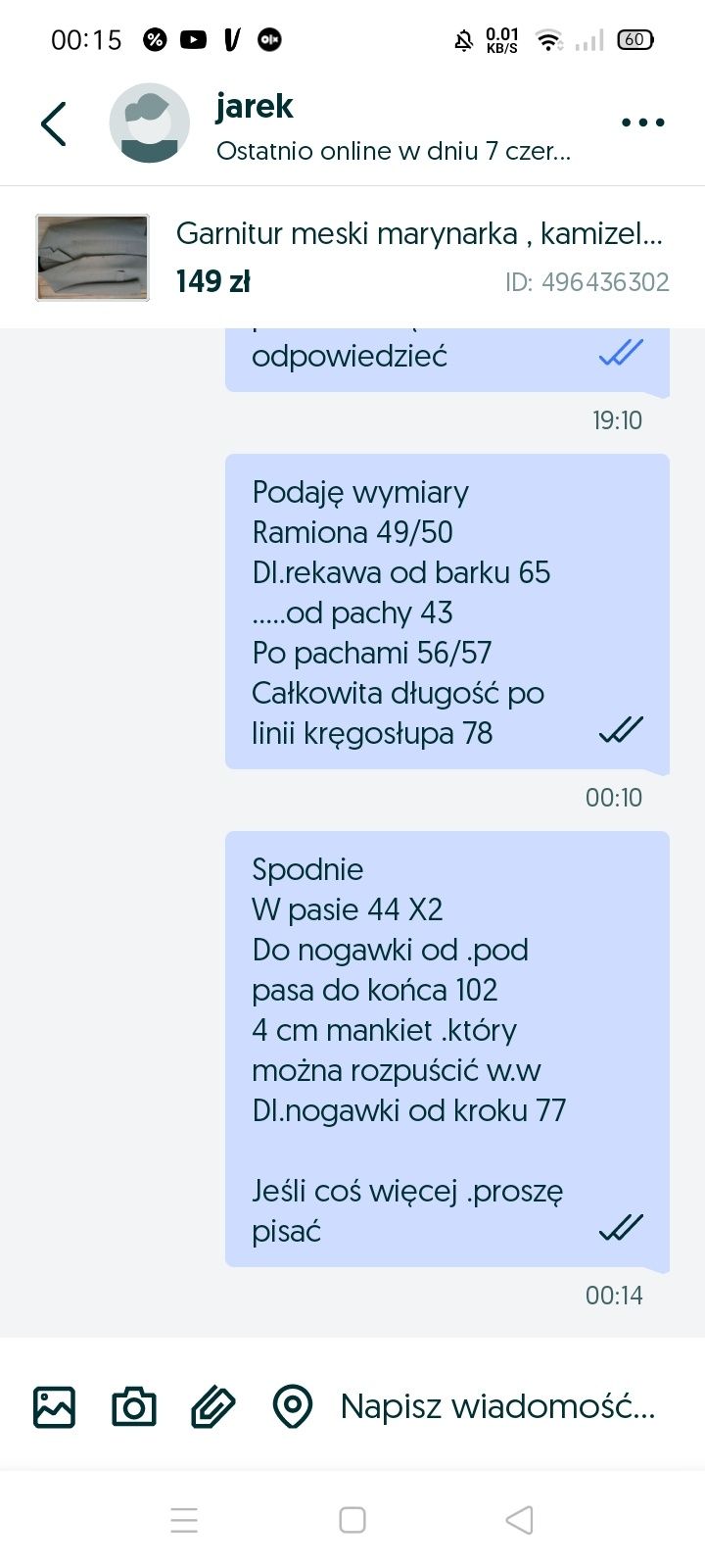 Garnitur meski marynarka , kamizelka spodnie
Wysyłka w cenie