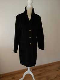 Płaszcz 40 42 L XL angora wełna czarny elegancki kurtka zimowy