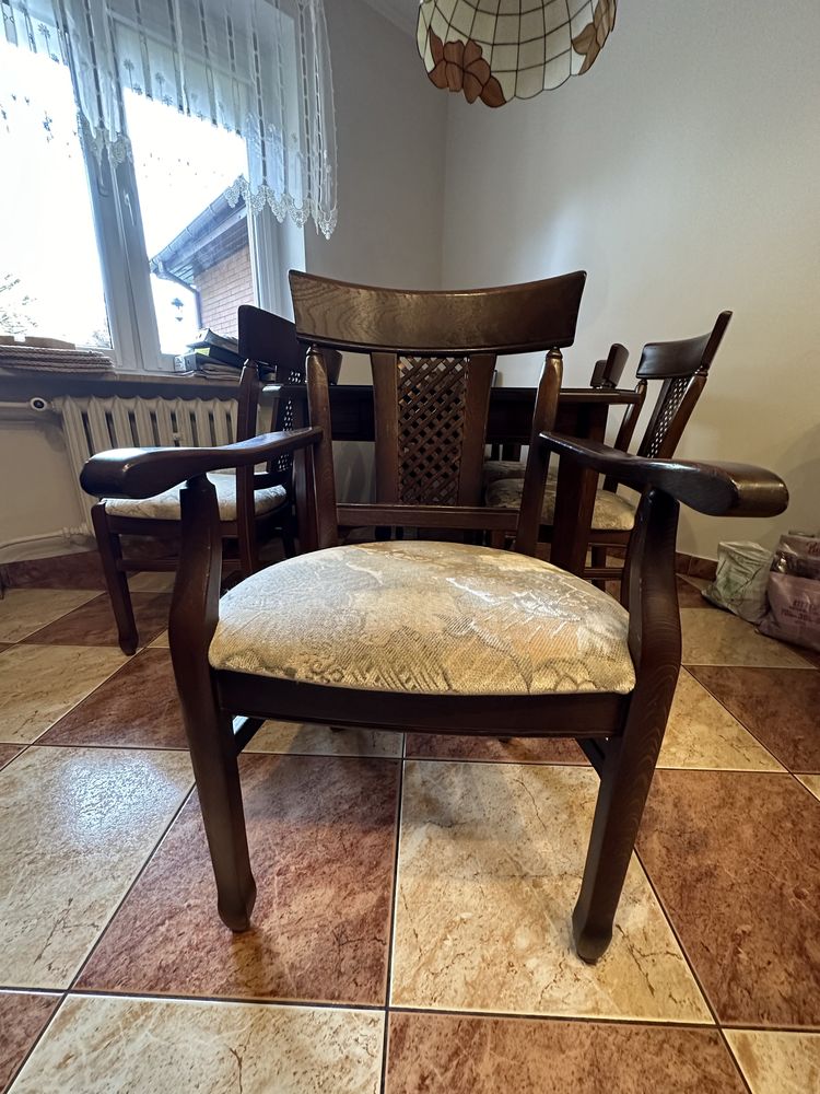 Stół dębowy jadalny z krzesłami