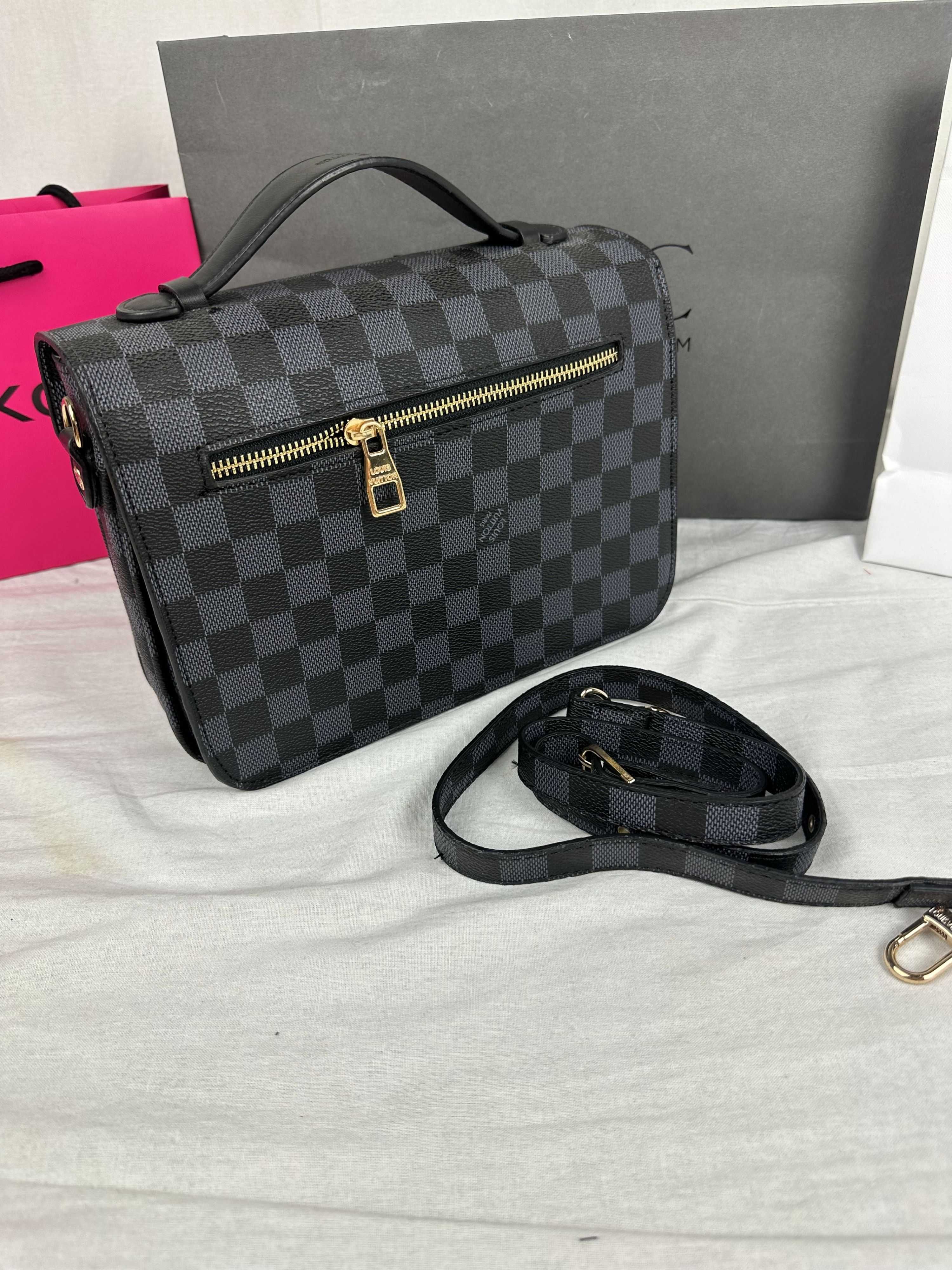 Torba Louis Vuitton metis granat Damier Ebene logowana premium