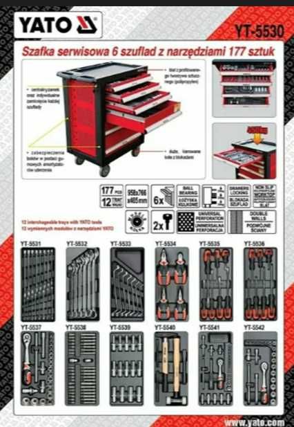 Cервисный шкаф набор инструментов yato-55300 на колесах